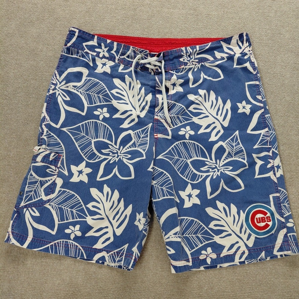 Chicago Cubs Bathing Suit Mens 40 XL Trunks Shorts 9"‎ Blue Hawaiian Lined MLB